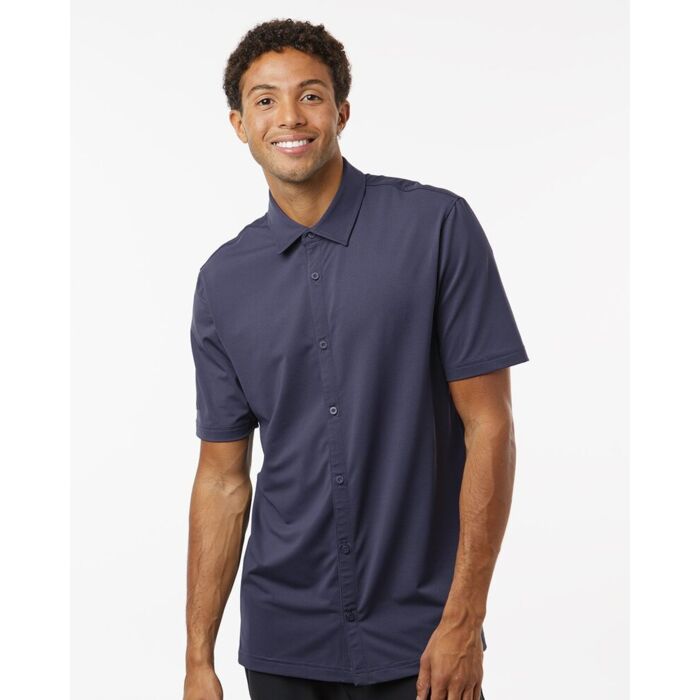 Adidas Men's Full Button Down Short Sleeve Shirt A595 Men's Full Button Down Short Sleeve Shirt Thumbnail