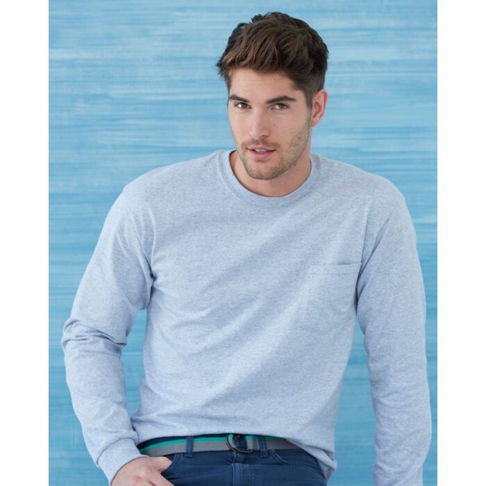 Gildan Unisex Ultra Cotton® Long Sleeve Pocket T-Shirt 2410 Unisex Ultra Cotton® Long Sleeve Pocket T-Shirt Thumbnail