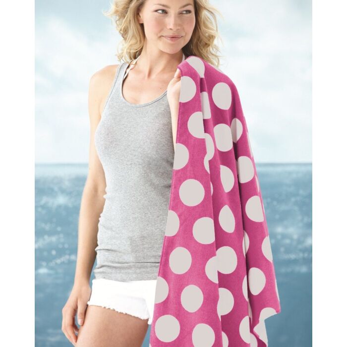 Carmel Towel Company Polka Dot Velour Beach Towel C3060P Polka Dot Velour Beach Towel Thumbnail
