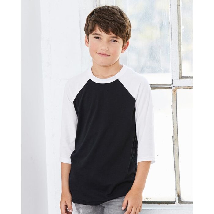 Bella + Canvas Youth Three-Quarter Sleeve Baseball Tee 3200Y Youth Three-Quarter Sleeve Baseball Tee Thumbnail