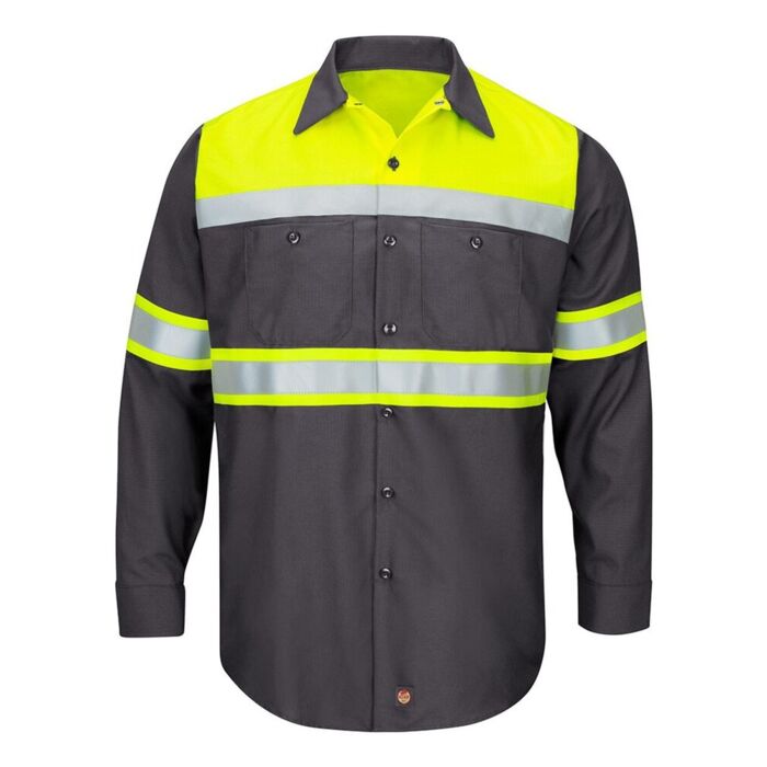 Red Kap Men's Tall Hi-Visibility Colorblock Ripstop Long Sleeve Work Shirt SY70T Men's Tall Hi-Visibility Colorblock Ripstop Long Sleeve Work Shirt Thumbnail