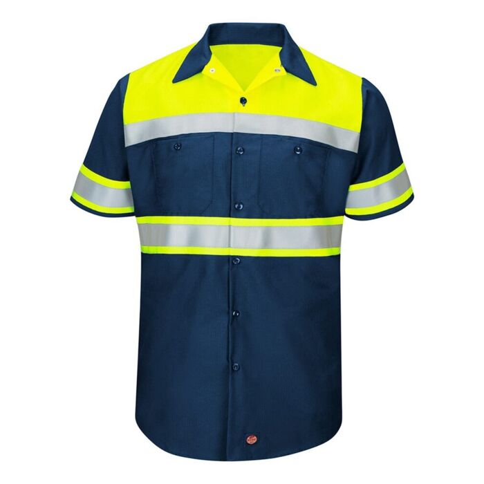 Red Kap Men's Tall Hi-Visibility Colorblock Ripstop Short Sleeve Work Shirt SY80T Men's Tall Hi-Visibility Colorblock Ripstop Short Sleeve Work Shirt Thumbnail