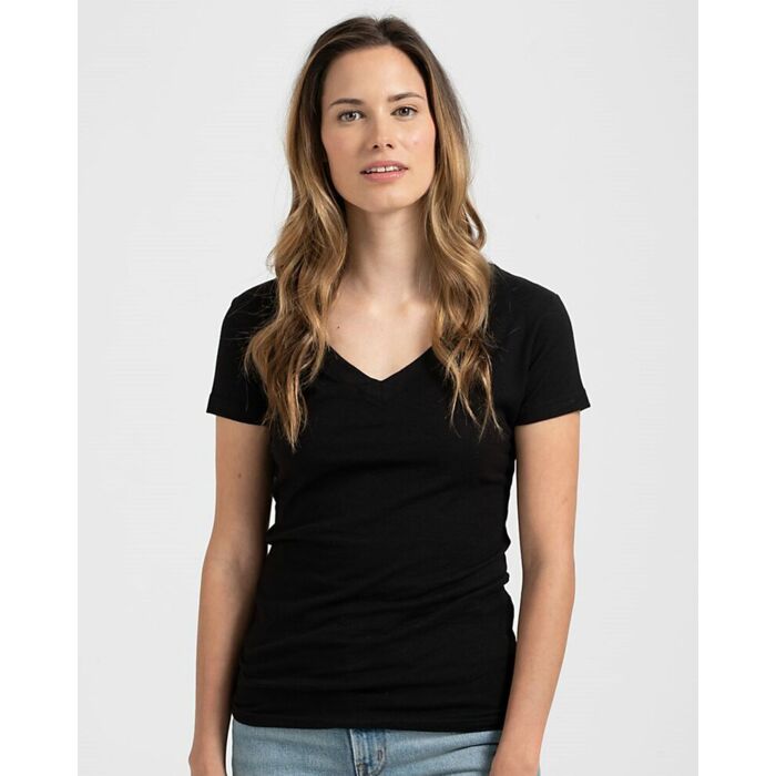 Women's Slim Fit Fine Jersey V-Neck T-Shirt Thumbnail