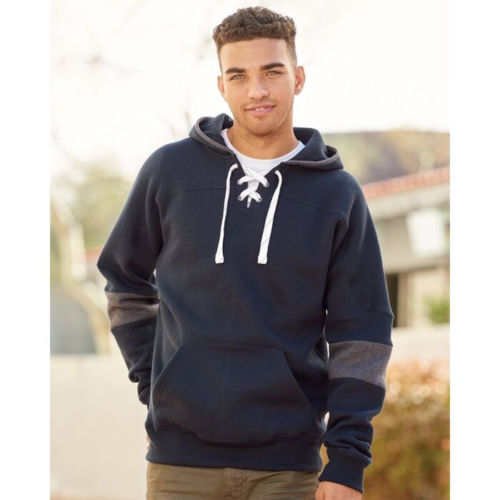 J. America Sport Lace Colorblocked Fleece Hooded Sweatshirt 8832 Sport Lace Colorblocked Fleece Hooded Sweatshirt Thumbnail